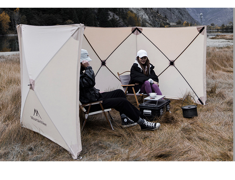 Cheap Goat Tents New Arrival High Quality 4Walls 5.6*1.4m Ultralarge Folding Windshield Camping Windscreen Bonfire Windshield Sun Shelter   